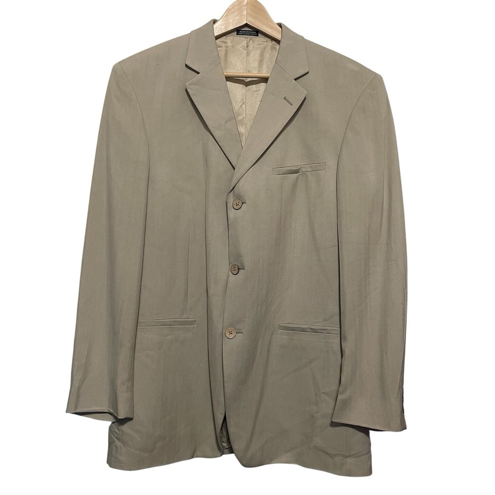 Joseph & Feiss Mens Blazer 100% Silk‎ 42R Tan Herringbone Sport Coat Career